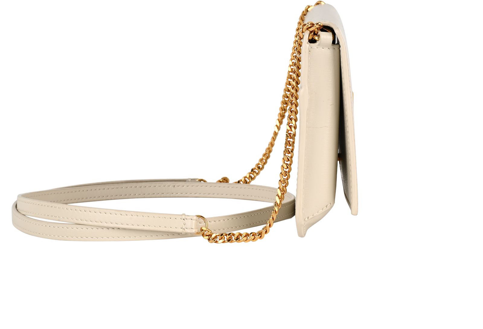 Saint Laurent Cassandre Phone Holder, &pound;420, Accessories, White, Leather, Side view